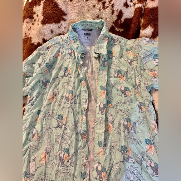 Izod Other - IZOD XL Saltwater Tropical Birds Parrot Toucan ButtonFront Hawaiian Mens Shirt